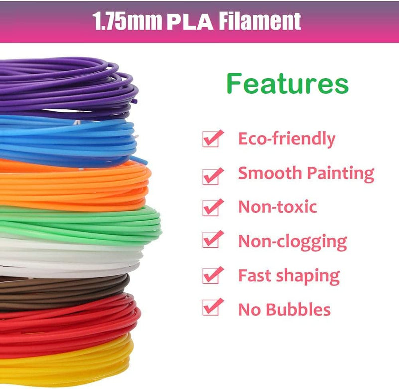 3D Pen Filament Refills PLA 20 Colors 1.75mm 3D Printing Pen Filament 16.4 Feet Per Colour Total 328 Feet For 3D Pen